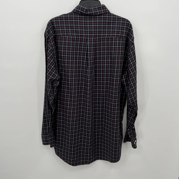 Jos A. Banks Men's Plaid Long Sleeve Button Down Shirt Size Large Navy Blue - Picture 3 of 3